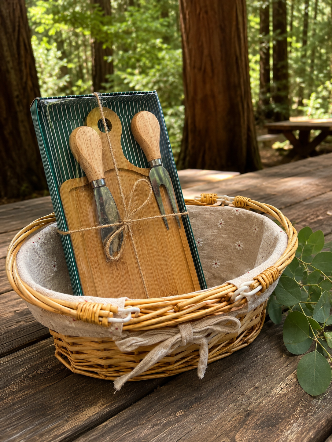 Picnic Basket and Cutting Board/Knife Combo